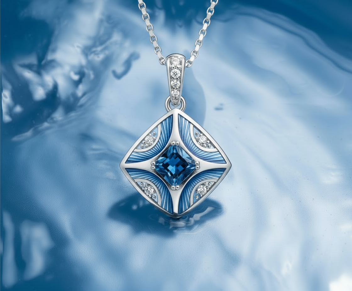 Подвеска "Эдмон" с синим сапфиром